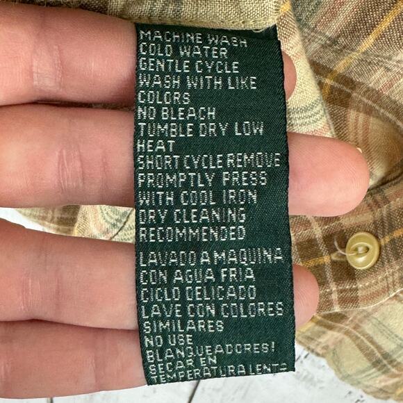 Lauren Ralph Lauren Plaid Linen Roll Up Buckle Sleeve Button-Down Size Medium - Picture 12 of 16